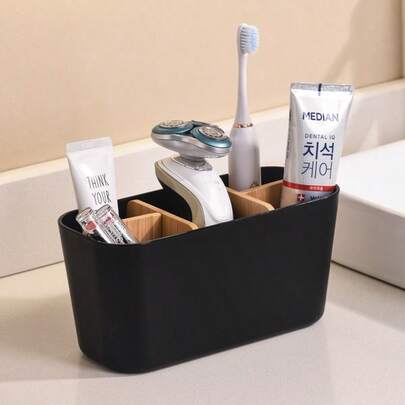 5-Slot Bamboo Toothbrush Holder, Bathroom Vanity Organizer For Electric Toothbrush, Toothpaste, Razor And Other Accessories, Home Decor For Back To Sc