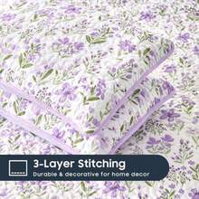 - Floral Quilt Set Coquette Cottagecore Shabby Chic Flower for Women Teen Girls Reversible Lightweight Bedspread Coverlet 3 Pieces Purple White Queen/Full Size - Blanco púrpura - Ver 7