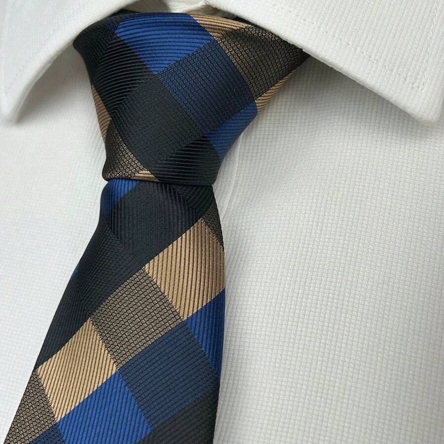 Premium Men's Slim Checkered Tie In Various Colors - 0130 - Xem 1