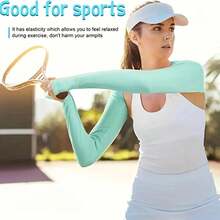 1pc Ultra-Breathable Ice Silk UV Protection Arm Sleeves - Outdoor Sports Sun Block - Durable Long Cooling Gloves - Multicolor - View 6