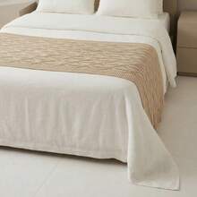 Manta Peseira King Size 70x2.50m Tricot Premium Cama Sofá - Areia - Visão 3