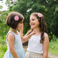 Cute Small Chiffon Flower Hair Clip, Full Satin Ribbon Hairpin, Children Girls Hair Accessory, Holiday Gift, Photo Prop - 彩色 - 查看 9