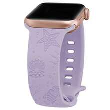 1条女士海洋生物雕刻硅胶表带，兼容 38/41/40/44/42/45/49mm（S10 42mm/46mm），柔软运动型替换表带，适用于 Ultra 2/S10/SE/9/8/7/6/5/4/3/2/1，时尚独特的海洋主题配饰 - 藍色 - 查看 8