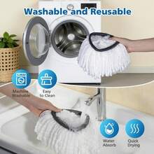 Spin Mop Replacement Head Spin Mop Refills Compatible With O Ceda EasyWring 1-Tank System, 2 Microfiber Spin Mop Head, 1 Triangle Mop Base Head And 4-Section Iron Mop Handle 30-58in For 1 Tank System - ColorA - 查看 4