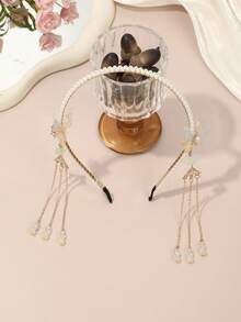 1件蝴蝶珍珠流苏发箍，温柔甜美风格发饰，日常/派对/约会优雅发型装饰 - 彩色 - 查看 8