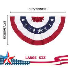 3x6 Feet 250th Anniversary Large American Flags Patriotic Bunting Stars Stripes 4th Of July Pleated Fan USA Flag Banners Red White Blue Decorations For Outdoor Porch, Memorial Day, Independence Day - 查看 2