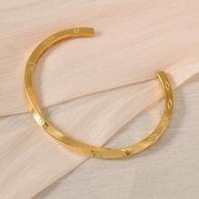 1 st minimalistiskt lyxigt 18K guldpläterat Möbius Loop-armband med graverad öppen armring, unisex vardagskläder, parsmycken - Guld - Visa 1