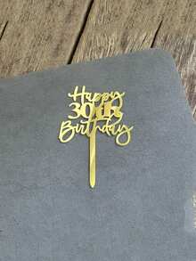 1个金色“生日快乐”蛋糕装饰插牌，亚克力材质，适用于18/21/30/40/50/60/70岁生日派对蛋糕装饰，亚克力生日蛋糕装饰，甜点桌装饰，烘焙用品，派对装饰，厨房必备，节日礼物，现代字母蛋糕装饰，送给家人和朋友的完美生日派对纪念品 - 多色 - 查看 14