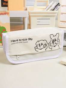 1个拉链大容量铅笔盒，适合办公室、学生使用，新款可爱文具袋，返校季，学习用品 - 多色 - 查看 11