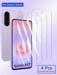 防震钢化玻璃屏幕保护膜 4片装 适用于三星 Galaxy A57 A37 A27 A17 A07 A56 A36 A26 A16 A06 A55 A35 A25 A15 A05 A54 A34 A24 A14 A04 A73 A53 A33 A23 A13 A03 A72 A52 A32 A12 A02 A71 A51 A21 全覆盖胶装屏幕保护膜 春季礼物 - 無色 - 查看 14