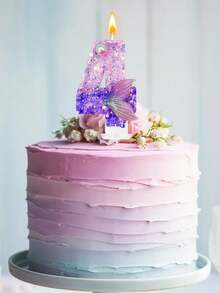 Nến trang trí bánh sinh nhật hình đuôi nàng tiên cá màu tím ombre đính pha lê số 0-9. - Xem 1