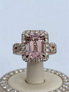 1pc Women's Fashion Geometric Square Ring - Exquisite Accessory - Elegant Engagement Ring - Suitable For Daily Wear And Gift Giving - Rose Gold - View 8
