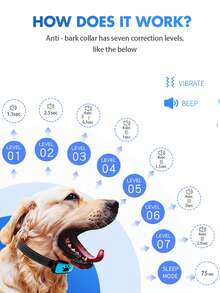 1PCS New Bark Arrester Intelligent Automatic Recognition Training Dog Vibration Anti Barking Rechargeable Bark Arrester Collar Size Can Be Used For Pets, Durable And Practical, Easy To Carry And Operate, With Multiple Colors To Choose From - Multicolor - View 9