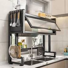 1pc Kitchen Sink Dish Rack, Countertop Dish Drainer, Lightweight And Easy To Install, Space-Saving, Multi-Function Dust-Proof Dish Rack With Door, Suitable For Dish Storage And Draining - Multiple Specifications - View 7
