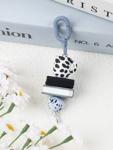 1pc Book Lover & Coffee Addict Beaded Keychain, Cow Print / Leopard Print Coffee Cup Pendant, Minimalist Macaron Design, Daily Commute Accessory, Gift For Friends And Family - Multicolor - View 14
