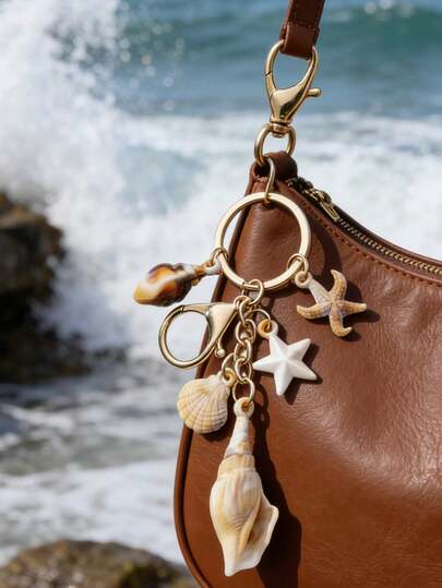 1pc Unisex Natural Seashell Keychain, Cloud Spiral Shell & Starfish Pendant, Summer Beach Series Gift For Friends, Keychain Accessory,Beach & Holiday Theme Accessories, Essential For Spring And Summer Outfits-Personalized Charm,Perfect For Backpacks, Purses, Handbags, Or As A Decorative Charm, Ideal Gift For Friends, Classmates, Loved Ones, Beach Lovers, Vacation Essentials, Boho Chic Fashion Accessory For Women, Personalized Keychain For Travel, Summer, And Everyday Use