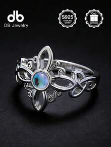1 chiếc nhẫn nút thắt phù thủy bằng bạc Sterling S925, trang sức dành cho nữ, thích hợp để trang trí hàng ngày, trang trí lễ Phục sinh, trang trí lễ hội âm nhạc, quà tặng lễ Phục sinh, quà tặng Giáng sinh, quà tặng đám cưới, đi kèm hộp quà - Nút thắt phù thủy đá mặt trăng - Xem 6