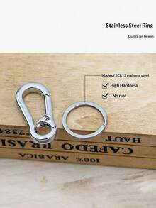 1 pieza Clip de cinturón universal para hombres y mujeres, llavero de metal con doble anillo creativo para llaves de coche, llavero simple - Multicolor - Ver 8