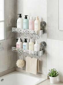 多功能吸盘挂钩收纳架，厨房吸盘支架架，带挂钩，可悬挂炊具、锅铲、汤勺、沥水架 - 多色 - 查看 4