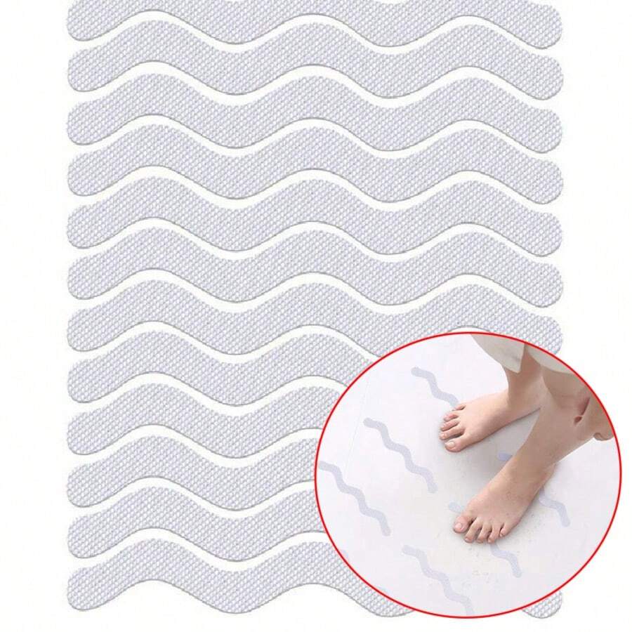 [12 MIẾNG DÁN CHỐNG TRƯỢT] 12 miếng dán chống trượt trong suốt cho sàn bồn tắm, băng dính chống trượt an toàn, dễ dán và dễ tháo, ngăn ngừa trượt ngã, trang trí phòng tắm, phụ kiện phòng tắm - trong suốt - Xem 1
