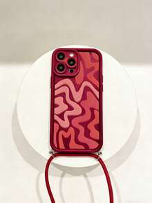 时尚酒红色纹理防指纹红色砂纸防摔挂绳手机壳，适用于苹果17/苹果17 Pro/苹果17 Pro Max/苹果Air/16/15/14/13和S25 Ultra/S24 Ultra/S23 Ultra/A07/A17 [国际版，非本地版] 手机壳 - 紅色 - 查看 5