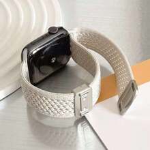 Dây đeo đồng hồ bằng nylon dệt kim thoáng khí, khóa từ tính, tương thích với Apple Watch Series Ultra/SE/11/10/9/8/7/6/5/4/3/2/1, 38mm/40mm/41mm/42mm/44mm/45mm/46mm/49mm, kiểu dáng cổ điển, dễ đeo, thời trang cho cả nam và nữ. - ánh sao trắng - Xem 3