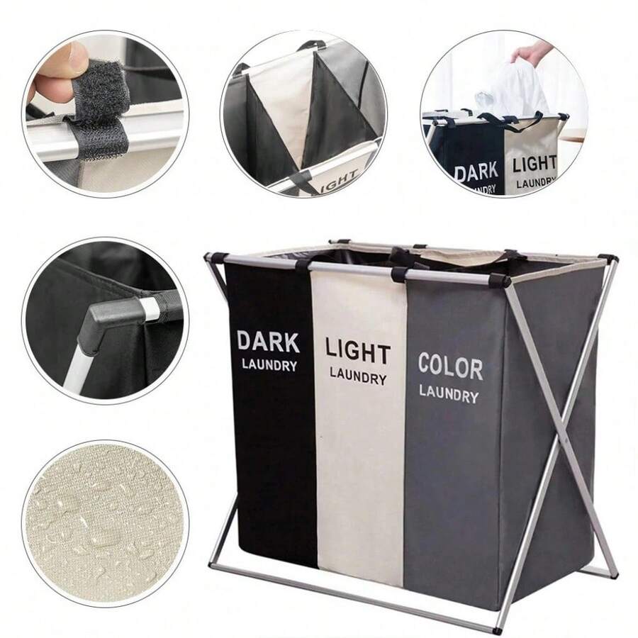 Multifunctional 3-Tier Folding Laundry Basket For Home Storage - 3 Divisórias - View 1