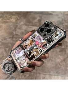 Anime Design Phone Case Suitable For IPhone 16 15 14 13 12 11 Pro Max X XR XS MAX 8 7 Plus Electroplated, Shockproof, Transparent Soft Back Cover - 銀色 - 查看 7