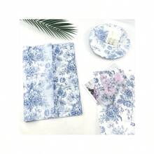 ZS50 Sheets Blue Floral Tissue Gift Wrapping Paper - 14x20 Inch Chinoiserie Vintage Blue White Peony Rose Design High-Quality Durable Paper For Birthdays Weddings Parties DIY Crafts Bouquet Wrapping Paper Special Occasion Decor Elegant Packaging Quality Craft MaterialZS - 彩色 - 查看 4