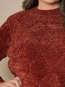 Plus Size Women's Knitted Sweater Long Sleeve Round Neck Casual Reverse FL-Sd2064 - 瓦 - 查看 3