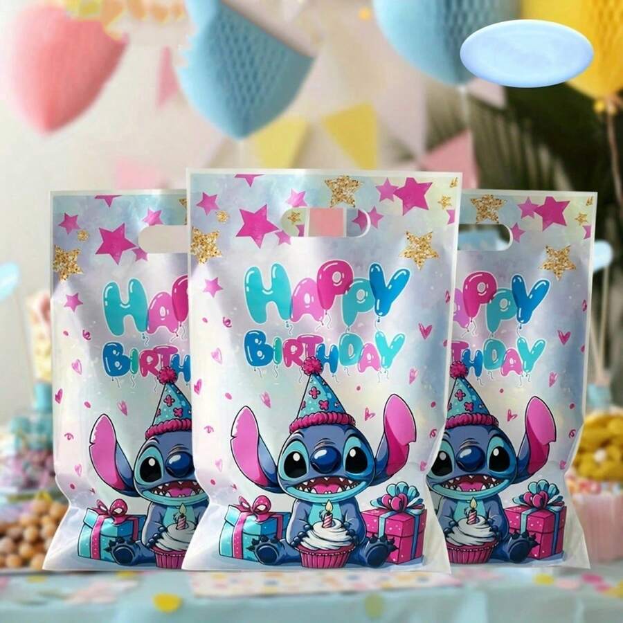 asmodee Lilo And Stitch Cartoon Character Stitch Pattern Party Gift Bags, Suitable For Cookies, Candies, Stitch Themed Birthday Parties, Holiday Supplies Paper Bags, Gift Bags For Various Themed Parties - A - View 1