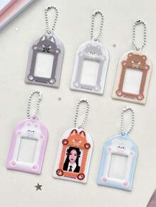 1 chiếc ví đựng thẻ hình động vật lượn sóng 1 inch, ví đựng thẻ ảnh ID, túi đựng đồ hình ngôi sao đuổi theo, mặt dây chuyền, nhãn dán đầu to, ví đựng thẻ nhỏ - Nhiều màu - Xem 3