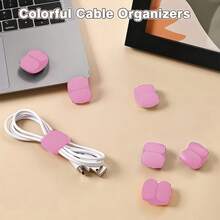 10pcs Minimalist Multi-Function Wire Winders, Data Cable, Earphone, Charging Cable Organizer, Portable Winding Holder - Baby Pink - View 5