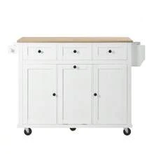 Kitchen Island With Wheels, Extendable Dining Area, Kitchen Island With Waste Bin And Drawers, Mobile Kitchen Island Ideal For Kitchen And Dining Room (White) - 白色 - 查看 11