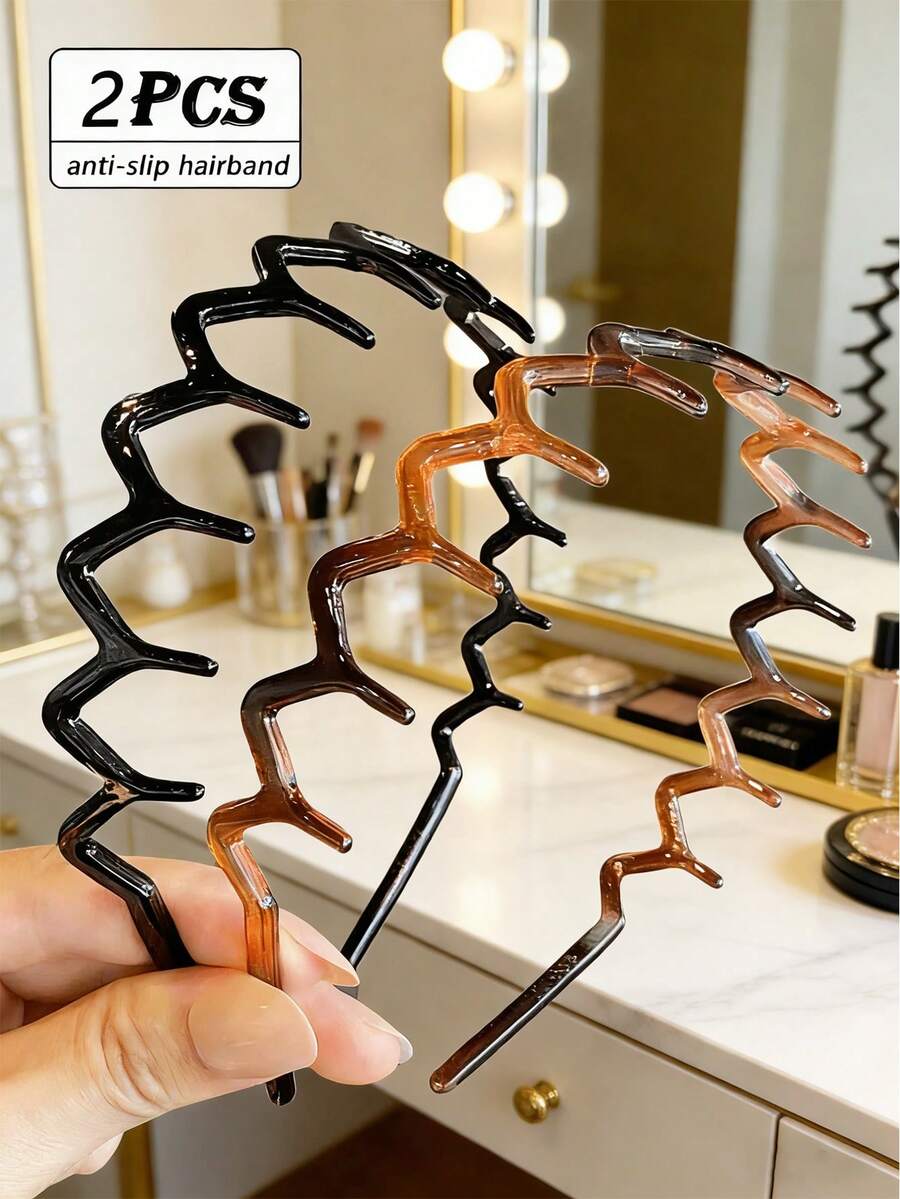 2pcs Basic Minimalist Women Hair Accessories, Big Wave Design, Makeup Hair Clips, Fashion Plastic Hair Accessories, Halloween Hair Decor, Women Hair Styling Tools, Beauty Accessories, Curly Hair Clips, Suitable For Women, Autumn, Travel, Women Hair Styling Tools, Hair Products, All Year Round