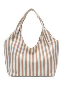 一件装黑白条纹帆布大容量敞口休闲单肩包，适合女性日常通勤。 - 彩色 - 查看 17