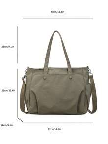 1pc Beige Soft Faux Leather Multi-Pocket Large Capacity Tote Bag, Suitable For Daily Commute - Multicolor - View 10