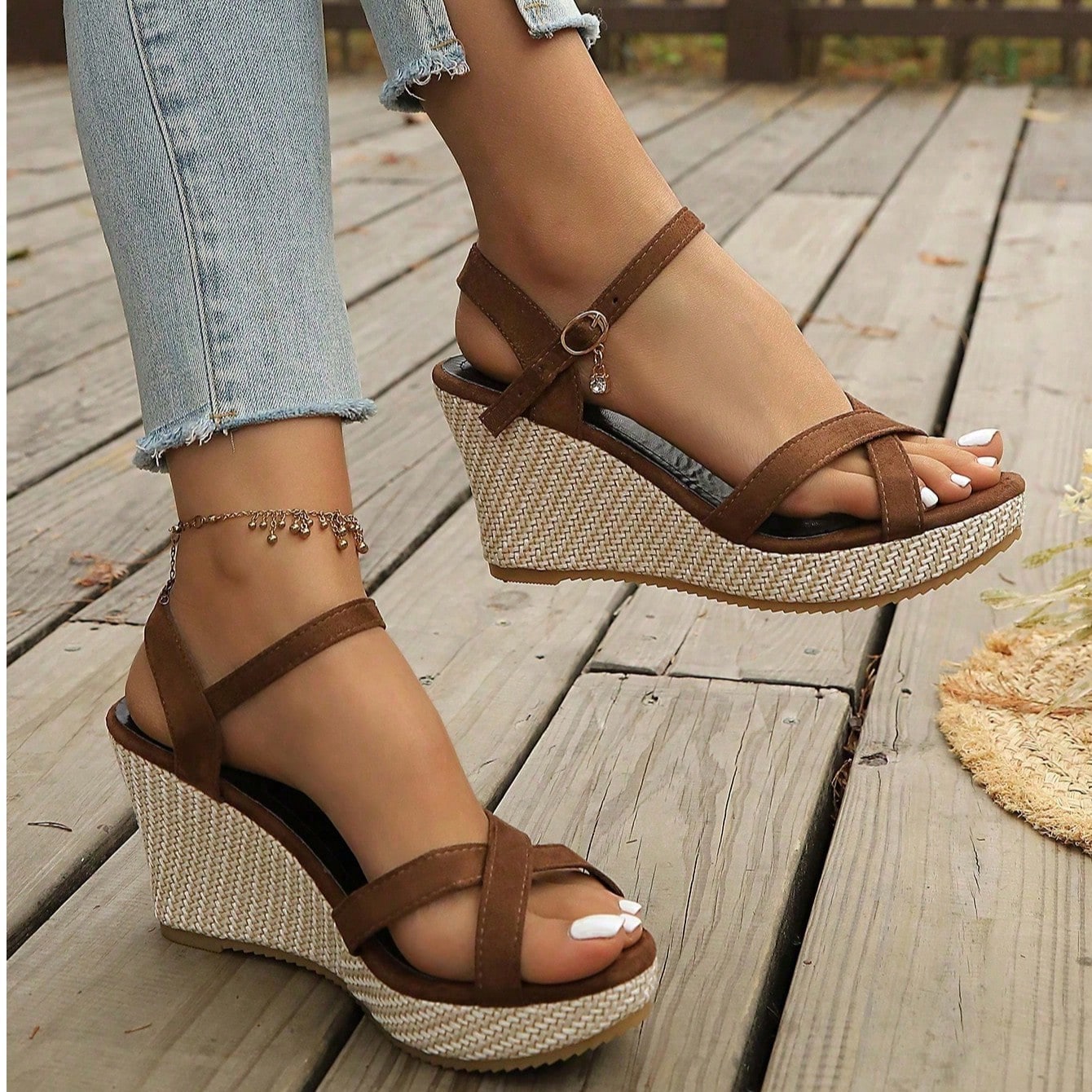 Nuevas sandalias de plataforma y cuña para el verano, zapatos de suela gruesa multifuncionales de efecto adelgazante