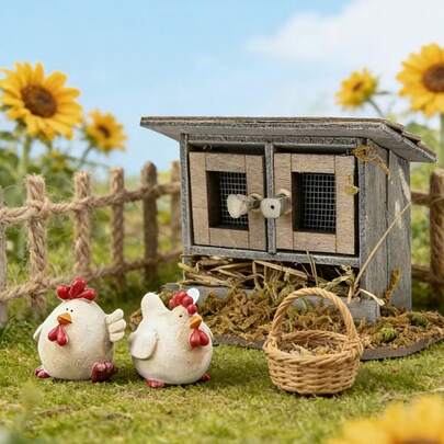 1:12 Dollhouse | Mini Outdoor Country Hen House - 3 Chicken Egg Varieties Available - Pocket-Sized Vintage Garden Style - Lightweight Delicate Gift - Dollhouse Expansion - Dollhouse Furniture - Mixed Color