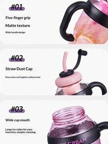 1 chiếc cốc có ống hút lớn thời trang, cốc nhựa bụng to, cốc dung tích lớn có tay cầm, bình nước lớn - Nhiều màu - Xem 5