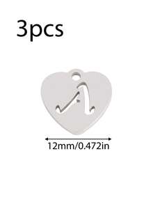 3个/套 心形吊坠 不锈钢英文字母吊坠 A-Z 字母饰品，适用于手工手链、耳环等珠宝制作 - 吊墜 - 查看 37