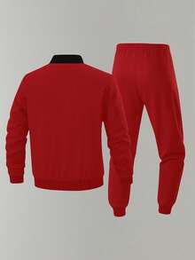 Bộ áo khoác và quần nam phong cách thường ngày, thích hợp cho hoạt động thể thao ngoài trời, leo núi, đi bộ đường dài, mùa Thu/Đông/Xuân. - Đỏ - Xem 2