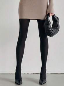 1 Pair New Women's Velvet High-End Fashion Snag-Resistant Elastic Skinny Leggings, Suitable For Business, Commuting, And Everyday Wear - Black - View 5