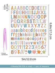 1500pcs/Pack Waterproof English Letter Sticker, Suitable For Party, Holiday Decoration, Greeting Cards, Postcards, Notebooks, Laptop, Skateboard, Helmet, Comes With 1 Pair Of Tweezers (Color Random) Back To School - Black - View 15