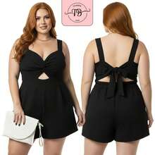 Women's Plus Size Short Jumpsuit – Loose-Fitting, Elegant, And Body-Shaping Casual - 黑色 - 查看 5