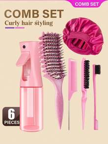 Bộ 6 cọ tạo kiểu tóc, bao gồm bình xịt, lược uốn tóc cải tiến, lược tạo độ phồng, lược đuôi nhọn, lược chải chân tóc và mũ ngủ. - Nhiều màu - Xem 2