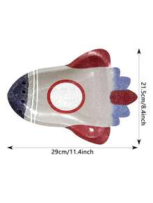 10个/20个/30个装 8.4x11.4英寸火箭造型纸盘，红蓝银闪光太空飞船一次性纸盘，太空主题派对用品，适合儿童生日派对、宇航员主题婴儿派对、男女通用甜点盘 - 彩色 - 查看 2