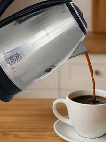 Coffee Maker, Teapot, Electric Kettle Device, Stainless Steel Easy To Clean Red And Blue Indicator Lights Tea, Coffee And Home Cooking One Button On, Simple And Practical Protection Device With Automatic Power Cut-Off. - Silver - View 2