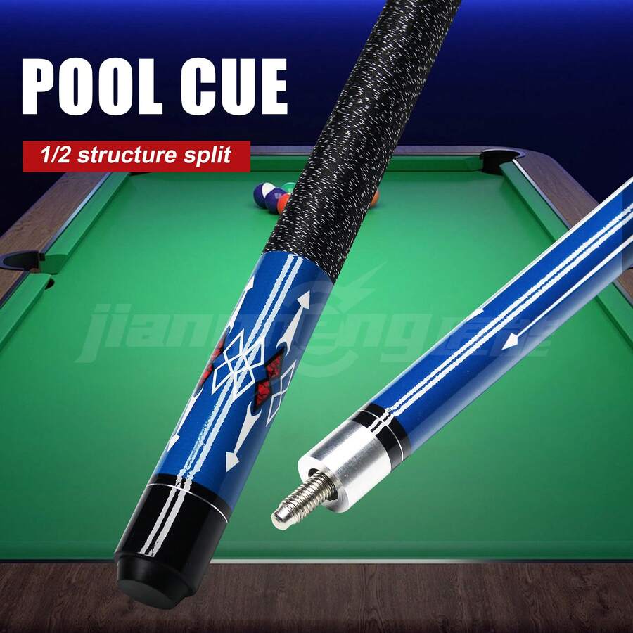 Deep Blue Hand-Wrapped Pool Cue 13mm Pro Tip Stable Hit Stylish Design - Blue - View 1