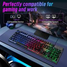 Wired Gaming Keyboard, 104-Key Full-Size, With Anti-Ghosting And Multimedia Keys, LED Backlit Keyboard Suitable For PCs, Laptops, Desktops, Gaming, Or Office Use. - Xem 1